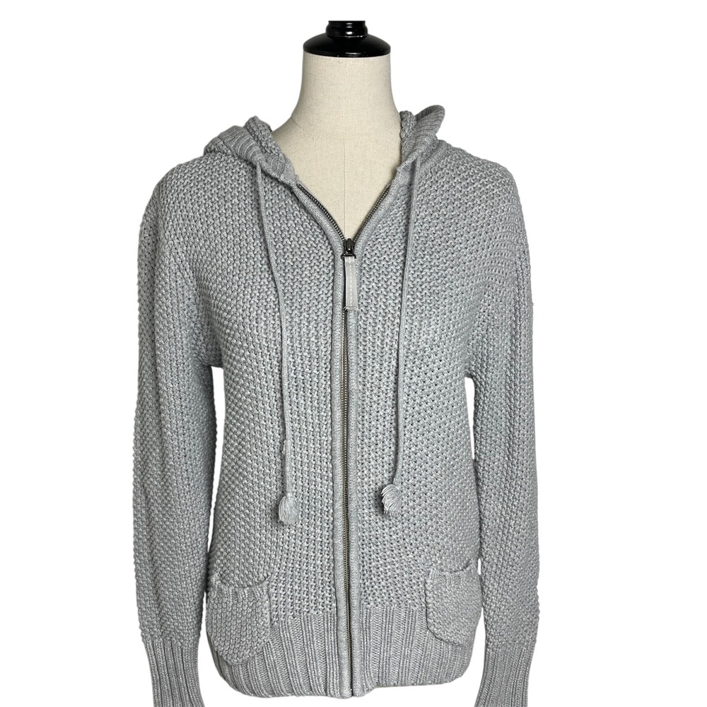 Old Navy Gray Textured Knit Full Zip Hoodie Sweater Women's‎ Size L